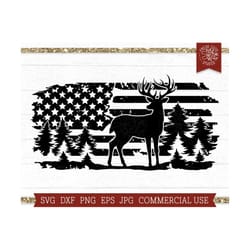 deer svg american flag, hunting svg, distressed flag png, forest svg, deer scene cut file cricut, silhouette, forest, pa
