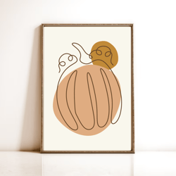 thanksgiving pumpkin fall printable wall art - boho autumn decor, instant download, seasonal fall print, cozy home decor