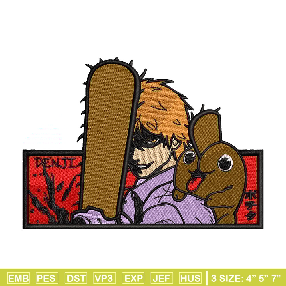 Denji horror embroidery design, Chainsaw embroidery, Anime design, Embroidery shirt, Embroidery file, Digital download.jpg