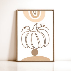 rustic thanksgiving pumpkin wall art - boho fall decor, instant download, autumn printable, cozy home decor