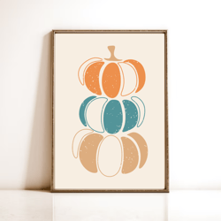 thanksgiving pumpkin rustic wall art - boho autumn decor, instant download, seasonal fall print, cozy home decor