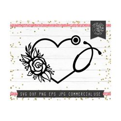 stethoscope svg cut file for cricut, instant download, flower heart stethoscope svg, nurse monogram svg, nursing cuttabl