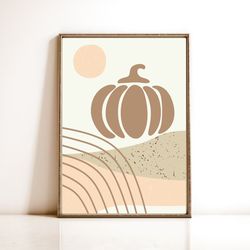 abstract mid century modern pumpkin fall print - seasonal home decor, instant download, autumnal wall art
