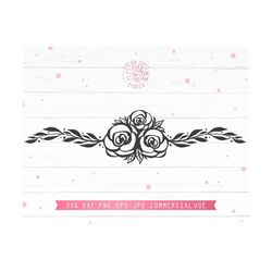 rose swag svg cut file instant download digital cricut design, hand drawn rose svg silhouette, dxf, flower stencil svg f