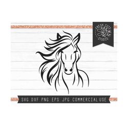 horse svg instant download cut file for cricut and silhouette, elegant pretty horse design, hand drawn horse head svg, f