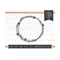 arrow monogram frame svg cut file instant download, boho frame svg, arrow wreath svg, circle frame svg files for cricut,