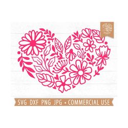 flower heart svg, floral heart svg, mothers day svg, mom shirt svg, heart png clipart, leaf, commercial use cricut cut f