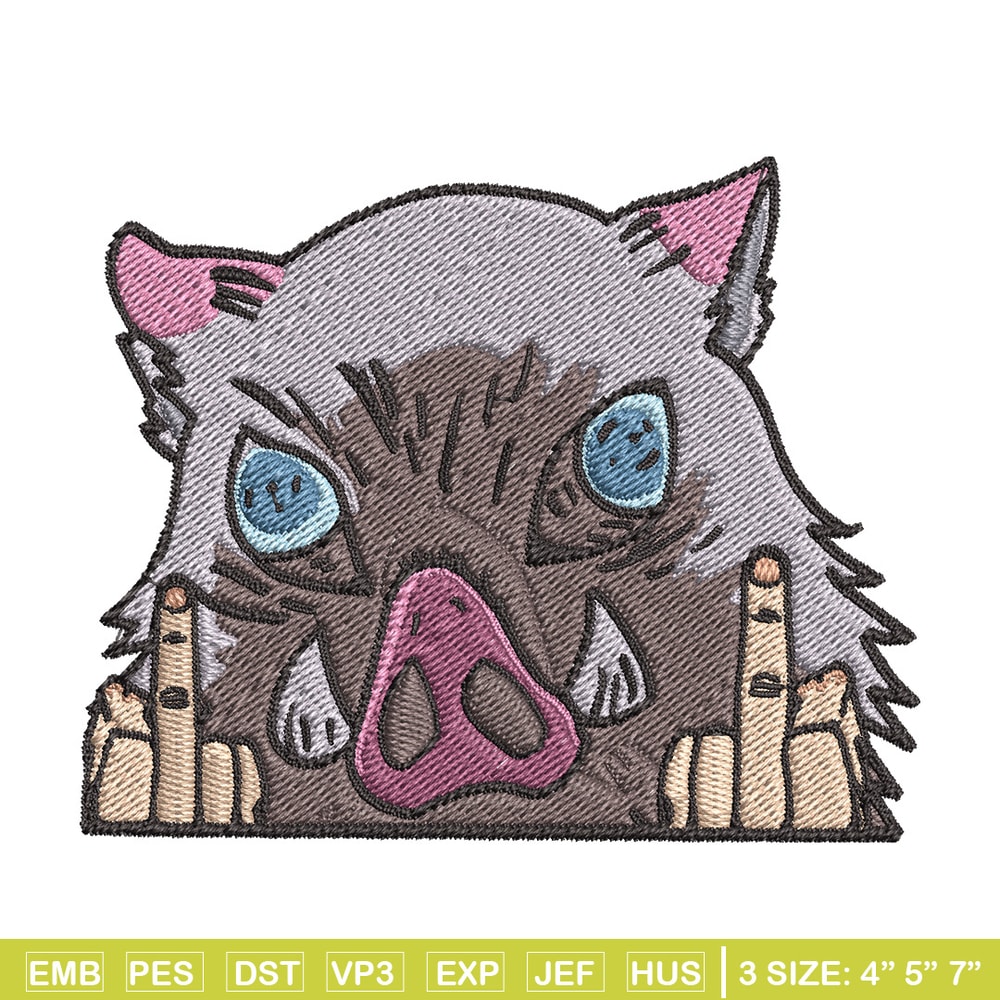 Inosuke boar embroidery design, Inosuke embroidery, Anime design, Embroidery shirt, Embroidery file,Digital download.jpg