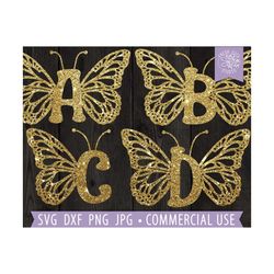 butterfly monogram alphabet svg, 26 individual files, girl butterfly alphabet, svg letters cricut, fancy monogram font,