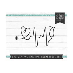 heartbeat svg cut file instant download, stethoscope svg, heart stethoscope svg, nurse svg, files for cricut silhouette