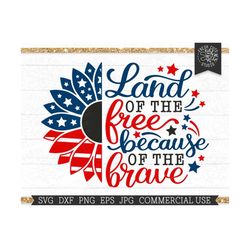 usa sunflower svg american flag cut file, land of the free because of the brave, memorial day svg, patriotic sunflower c