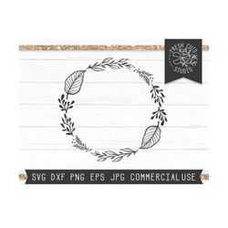 leaf wreath svg file, elegant wreath clipart, leaf laurel svg cut file for cricut, wedding svg monogram circle frame, fl