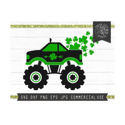 st patrick's day svg for boys, monster truck svg, shamrock svg, shamrock truck svg, st patricks day truck svg, boys cut