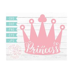 princess svg cutting files, princess crown dxf cut files, cameo cricut silhouette, hand lettering pink girl svg, commerc