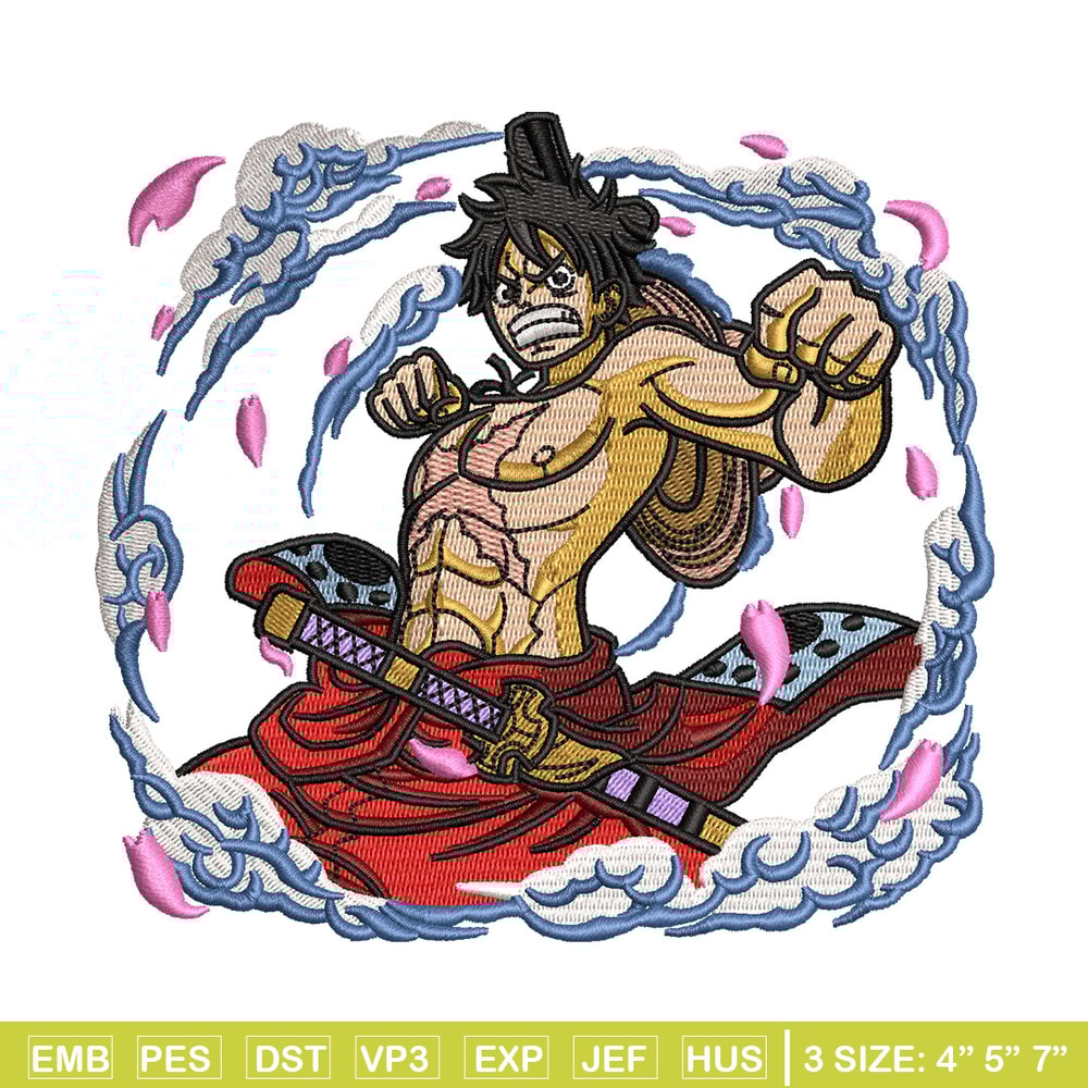 Luffy wano embroidery design, One piece embroidery, Anime design, Embroidery shirt, Embroidery file, Digital download.jpg