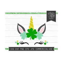 unicorn svg, unicorn face svg, st patricks day unicorn, st patrick's day svg for girls, shamrock unicorn svg, shamrock s