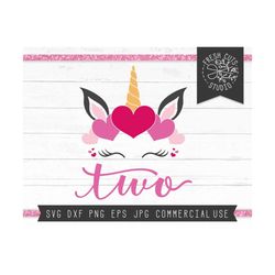 unicorn svg cut files for cricut, second birthday girl unicorn party svg, heart unicorn, magical, 2 svg, two year old, b