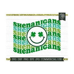 shenanigans svg, retro st patricks day svg cut file cricut, lucky svg, shamrock smile svg, st paddys sublimation design