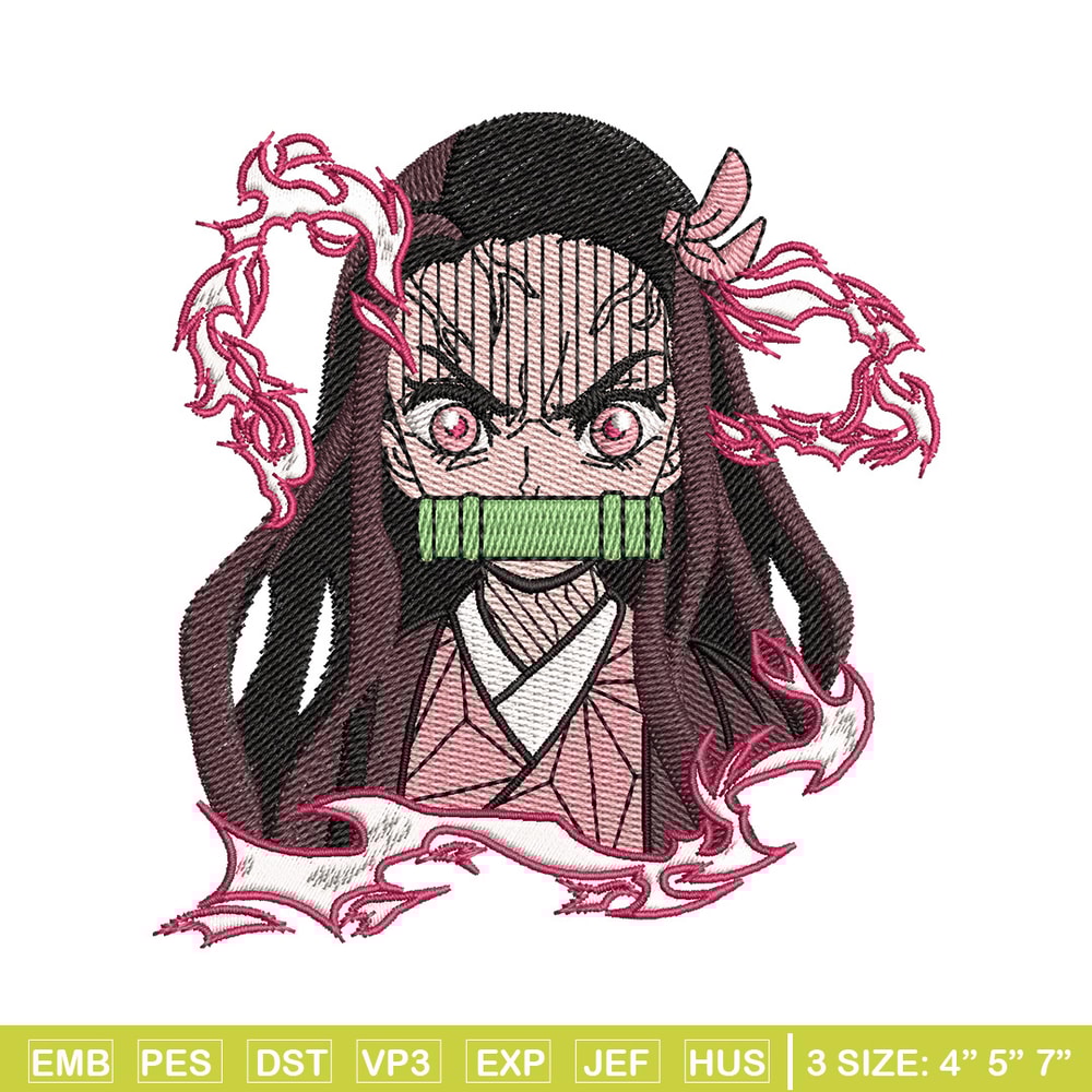 Nezuko angry embroidery design, Neuzko embroidery, Anime design, Embroidery shirt, Embroidery file, Digital download.jpg