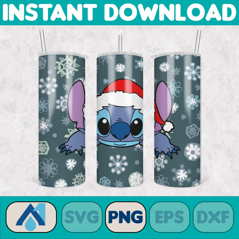 Christmas Stitch Tumbler Wrap, Stitch Sublimation Designs, 20 oz Stitch Tumbler, Cartoon Christmas Tumbler PNG, Commercial Use (112).jpg