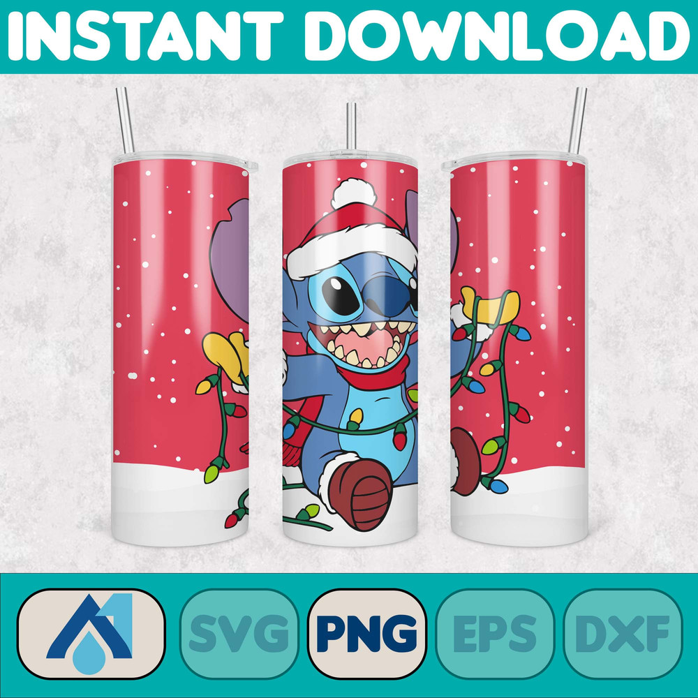 Christmas Stitch Tumbler Wrap, Stitch Sublimation Designs, 20 oz Stitch Tumbler, Cartoon Christmas Tumbler PNG, Commercial Use (113).jpg
