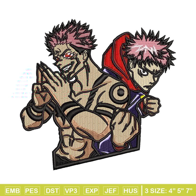 Sukuna x yuji embroidery design, Jujutsu embroidery, Anime design, Embroidery shirt, Embroidery file, Digital download.jpg