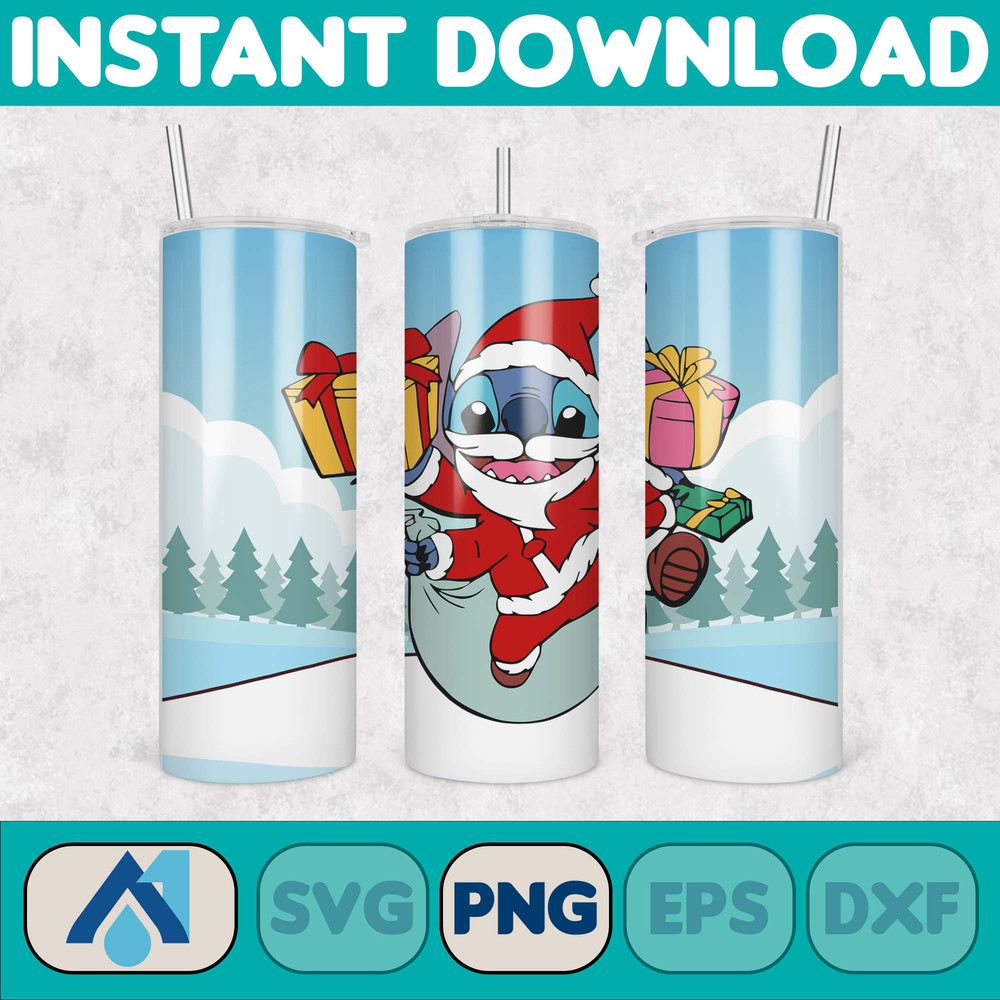 Christmas Stitch Tumbler Wrap, Stitch Sublimation Designs, 20 oz Stitch Tumbler, Cartoon Christmas Tumbler PNG, Commercial Use (118).jpg