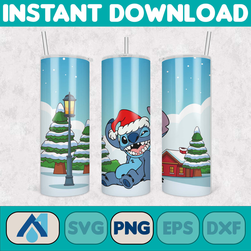 Christmas Stitch Tumbler Wrap, Stitch Sublimation Designs, 20 oz Stitch Tumbler, Cartoon Christmas Tumbler PNG, Commercial Use (119).jpg