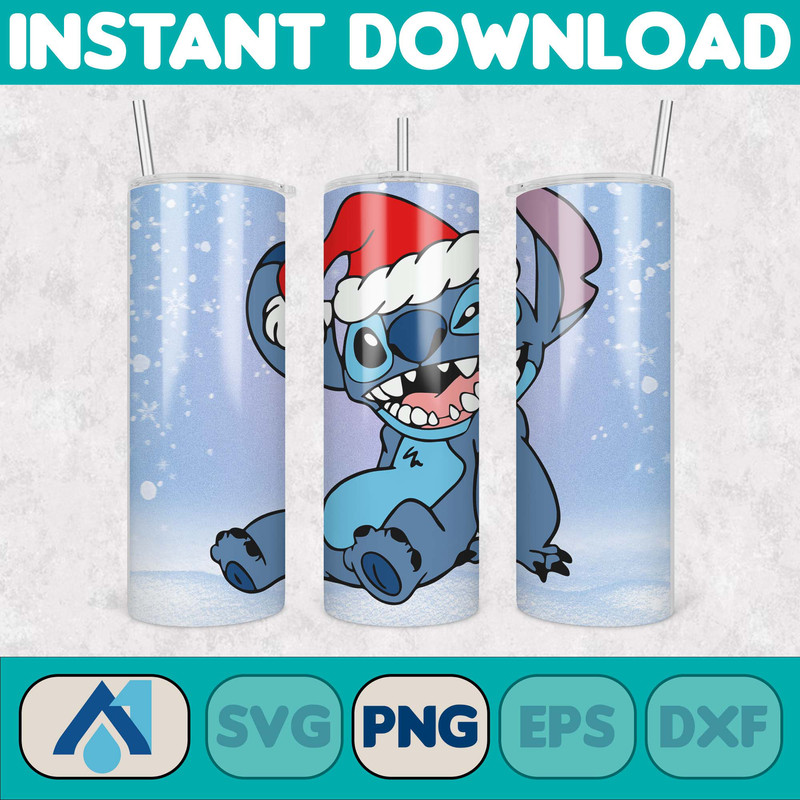 Christmas Stitch Tumbler Wrap, Stitch Sublimation Designs, 20 oz Stitch Tumbler, Cartoon Christmas Tumbler PNG, Commercial Use (121).jpg
