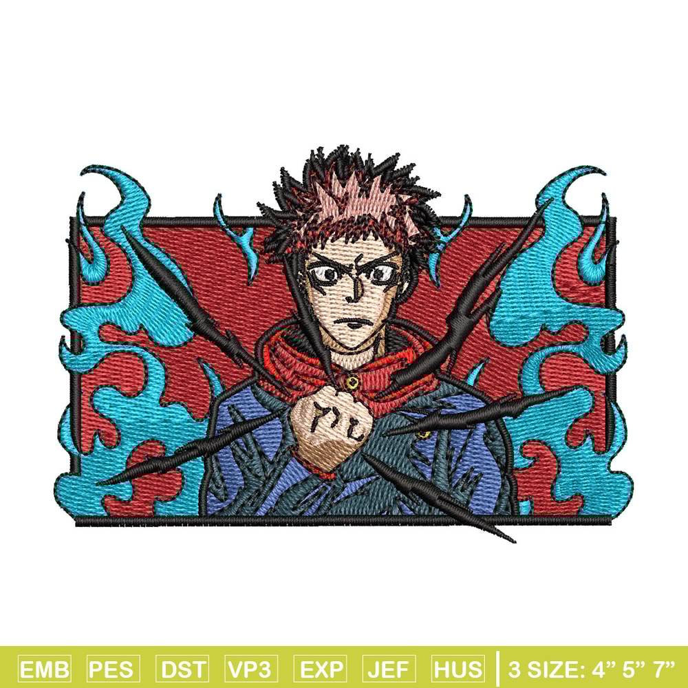 Yuji frame embroidery design, Jujutsu embroidery, Anime design, Embroidery shirt, Embroidery file, Digital download.jpg