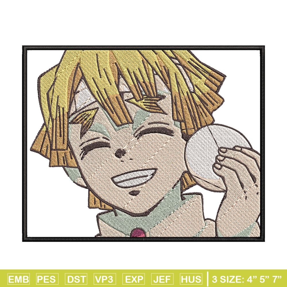 Zenitsu smile embroidery design, Zenitsu embroidery, Anime design, Embroidery shirt, Embroidery file, Digital download.jpg