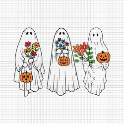 groovy vintage floral ghost cute halloween spooky season svg, spooky season svg, groovy vintage floral ghost cute hallow