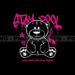 Stay Cool Teddy Bear Stretwear, Teddy Bear Tshirt Design, Streetwear Teddy Bear PNG, Urban, DTG, DTF 73