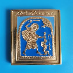 St Nicetas fighting with demon icon | brass icon colorful enamel | copy of an ancien icon 19 c. | Orthodox store