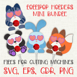 Cute animals | Lollipop Holder Bundle | Paper Craft Templates SVG | Sucker holder