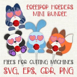 cute animals | lollipop holder bundle | paper craft templates svg | sucker holder
