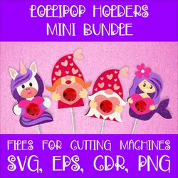 Valentines | Lollipop Holder Bundle | Paper Craft Templates SVG | Sucker holder