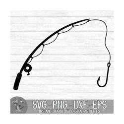 fishing pole - instant digital download - svg, png, dxf, and eps files included! fishing hook, fishing rod