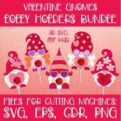 Valentine Gnomes | Lollipop Holder Bundle | Paper Craft Templates SVG | Sucker holder