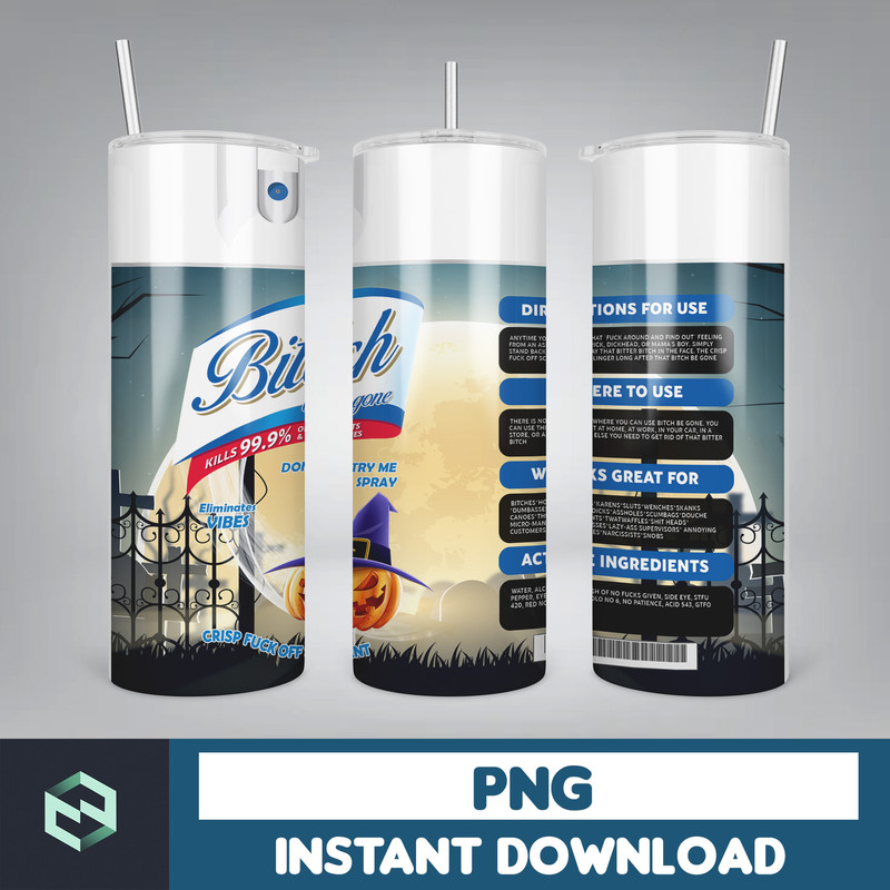 Bitch Be Gone PNG, Bitch Spray Tumbler Wrap PNG, Skulls png, Funny Gift For Her png, Cuss Spray Png, Halloween png, Hoes & Thots, Instant Download (2).jpg