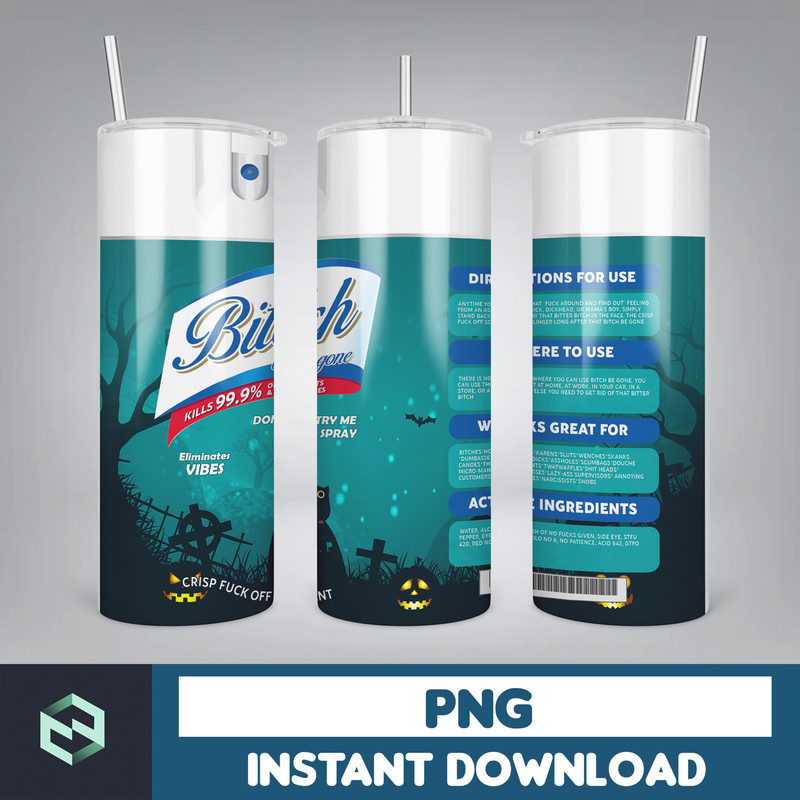 Bitch Be Gone PNG, Bitch Spray Tumbler Wrap PNG, Skulls png, Funny Gift For Her png, Cuss Spray Png, Halloween png, Hoes & Thots, Instant Download (7).jpg