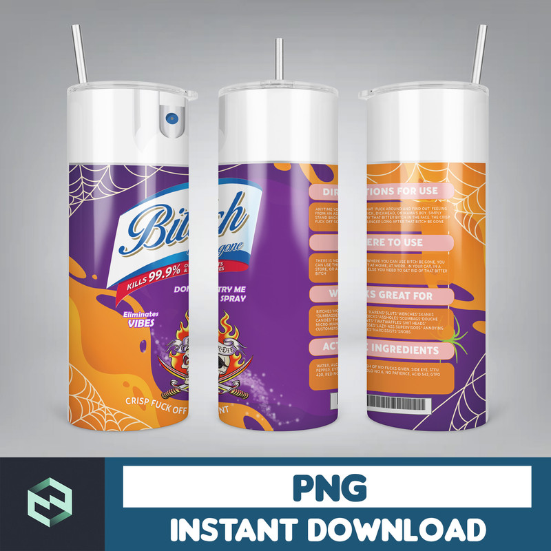 Bitch Be Gone PNG, Bitch Spray Tumbler Wrap PNG, Skulls png, Funny Gift For Her png, Cuss Spray Png, Halloween png, Hoes & Thots, Instant Download (8).jpg