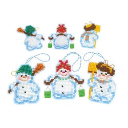 cross stitch kit - christmas toys snowmen - embroidery kit - needlework kit - diy kit