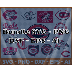 cincinnati reds svg, baseball team, mlb svg, png, dxf, eps, instant download, bundle files