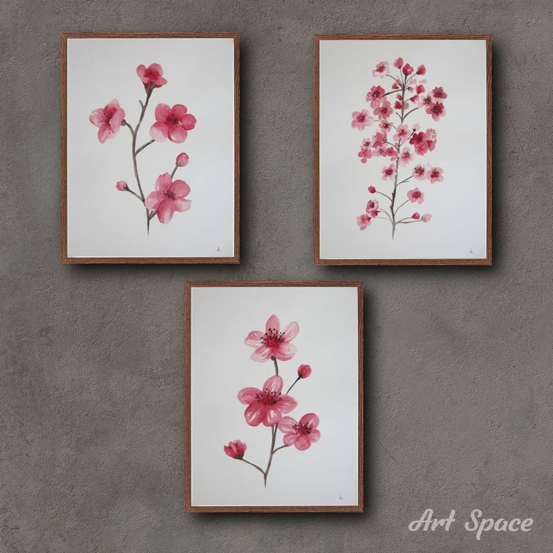 Set of paintings - sakura - pink picture -flowers - a picture of the watercolor - a large picture - 1.jpg