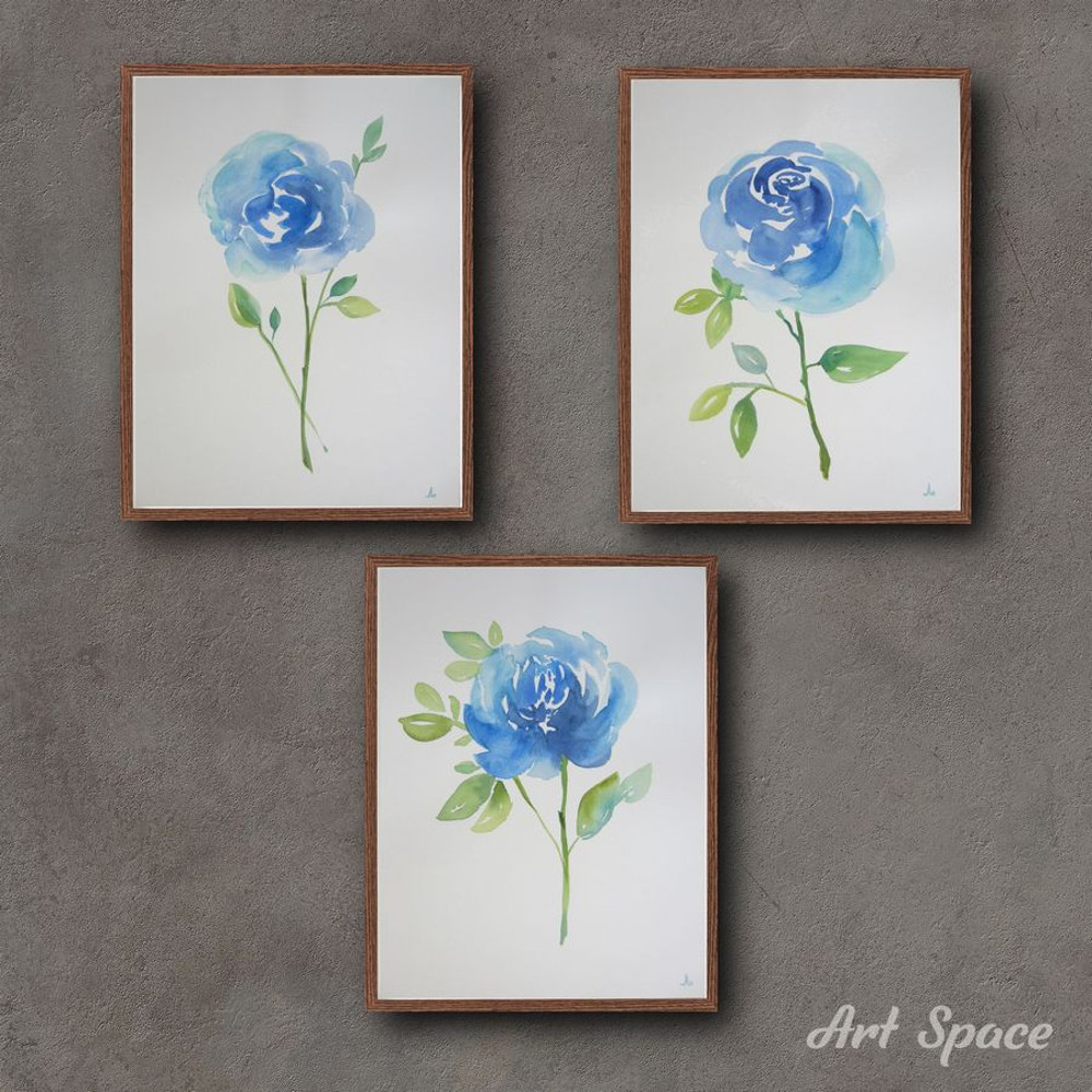 Set of paintings - roses - blue picture -kisses - a picture of the watercolor - a large picture - 2.jpg