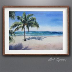 watercolor painting, original, favorite palm trees, unusual interior decor, beach, housewarming gift, for the collector