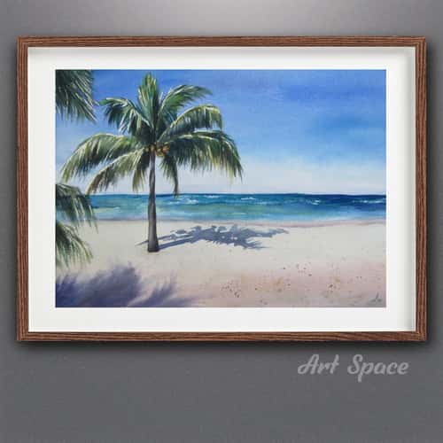 Watercolor painting, original, Favorite palm trees, unusual interior decor, beach, housewarming gift, for the collector