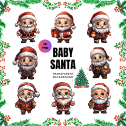 Christmas Baby Santa clipart PNG, Christmas clipart PNG,Winter clipart PNG,Holiday clipart, Festive clipart, Digital