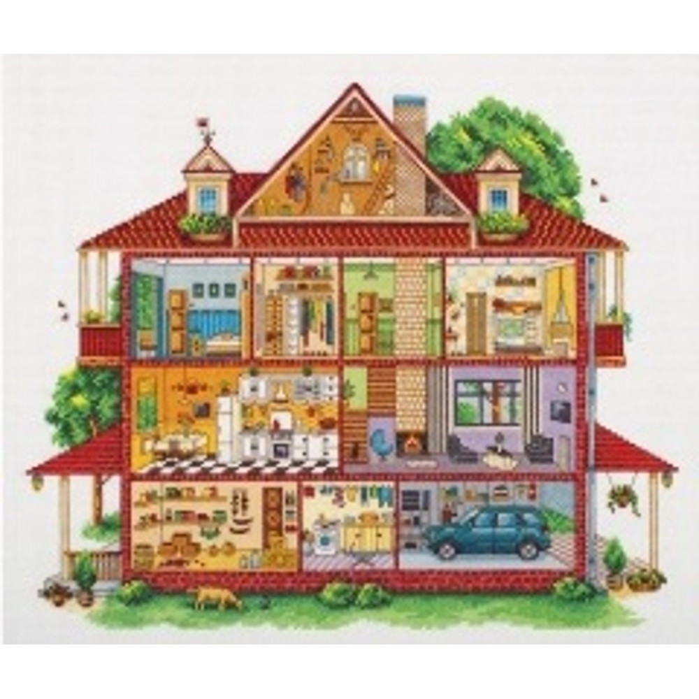 Cross Stitch Kit - Country House - Embroidery Kit - Needlework Kit - DIY Kit.jpg